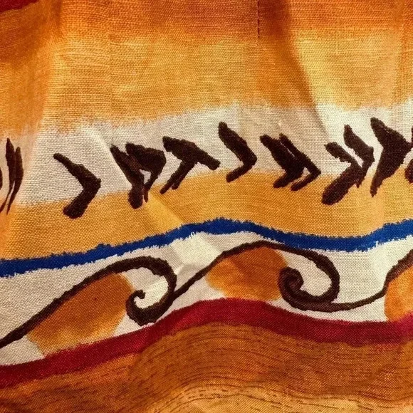 Vintage Maggy London Y2K Linen Blend Southwestern Tribal Aztec Boho Dress Size M - Picture 5 of 9